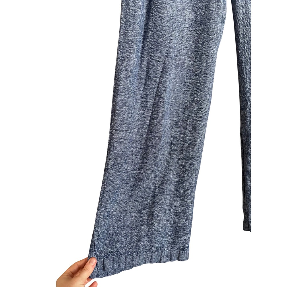 Old Navy Blue Linen Wide Leg Pull On Pants Medium Coastal Euro Summer Capsule - Picture 4 of 7